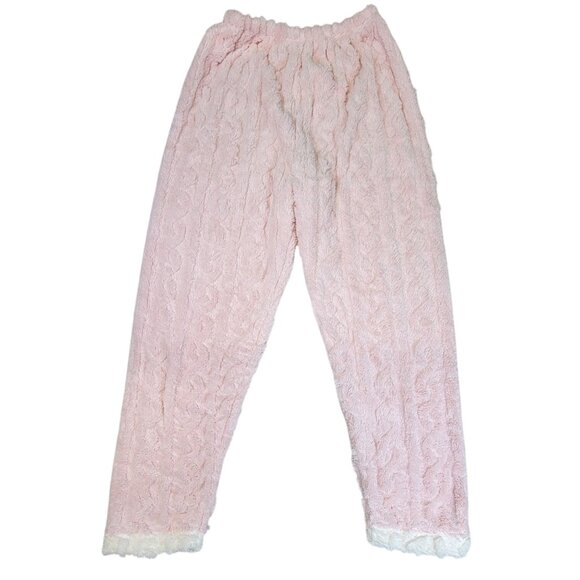 Pajama Lounge Set Soft Pink White Button Top Happy Bear Womens Large New In Bag - Picture 8 of 12